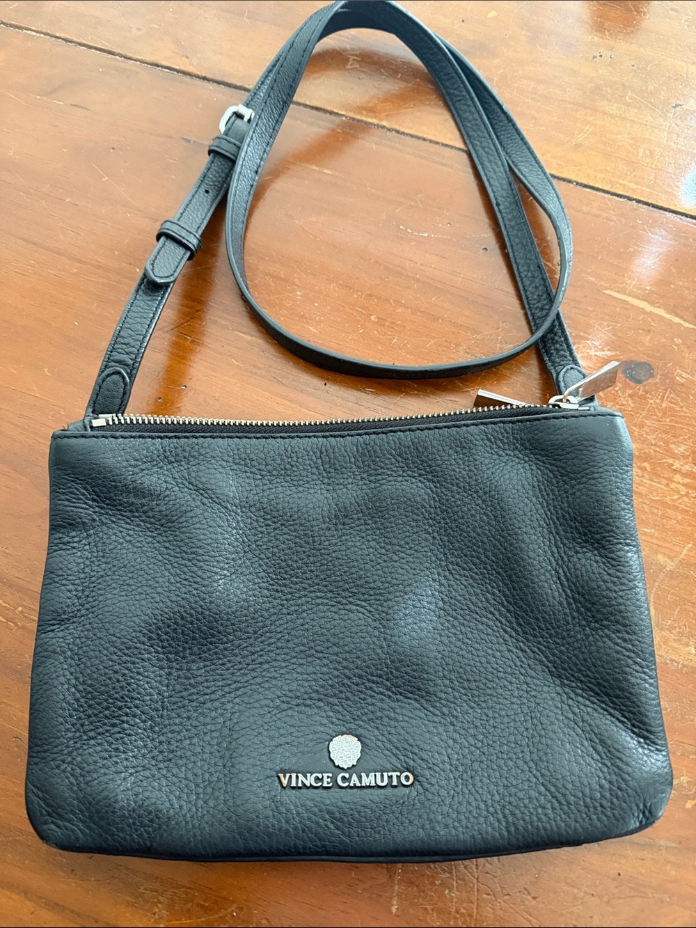 Vince Camuto Black Leather Double Zipper Crossbody- Good, clean condition.